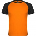 Indianapolis T-Shirt Unisex aus recyceltem Material, Fluororange / Tiefschwarz