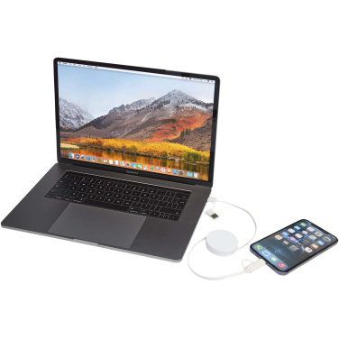 Logotrade Logogeschenke das Foto: Citala 90 cm 5-in-1 Kabel aus recyceltem Kunststoff für Datenübertragung und 40W Schnellladung