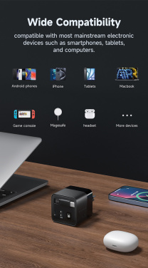 Logotrade Firmengeschenke das Foto: Urban Vitamin Mendocino 65W GaN-Charger mit einziehb. Kabel