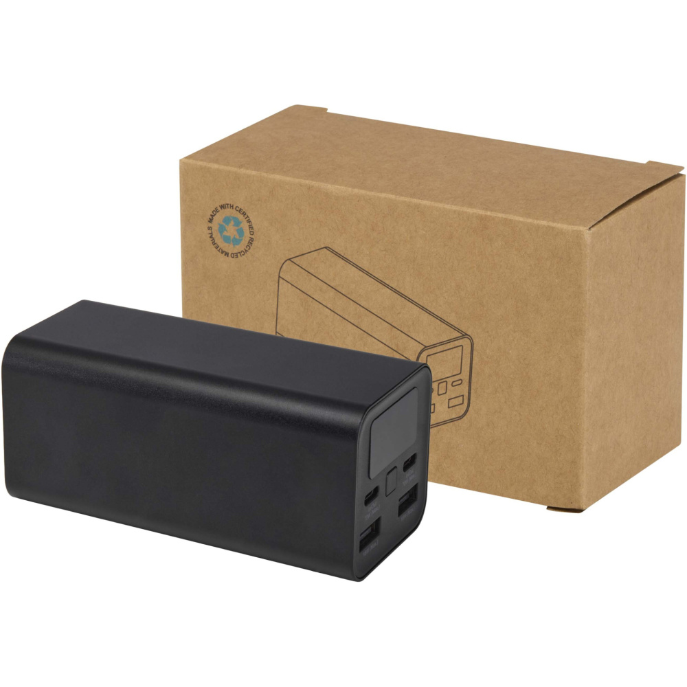 Logotrade Werbegeschenke das Foto: Acamar 70 W 20.000 mAh Laptop Powerbank aus recyceltem Aluminium