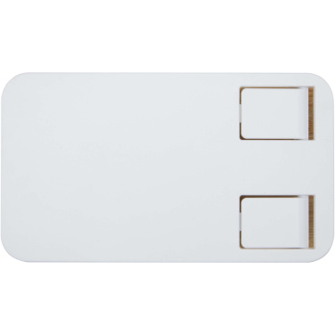 Logotrade Firmengeschenke das Foto: Alfirk Klappbare Smartphonehalterung  aus recyceltem Kunststoff mit Bambusdetails