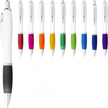 Logotrade promotional items photo of: Nash ballpoint pen with white barrel and coloured grip