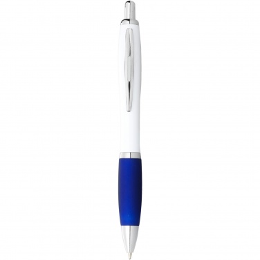 Logo trade corporate gift photo of: Nash ballpoint pen white barrel and coloured grip