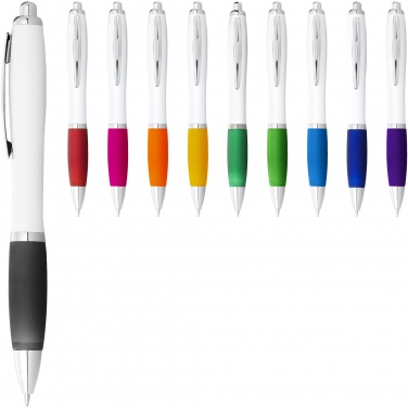 Logotrade promotional gift picture of: Nash ballpoint pen white barrel and coloured grip