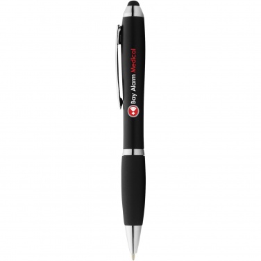 Logo trade corporate gifts picture of: Nash coloured stylus ballpoint pen with black grip
