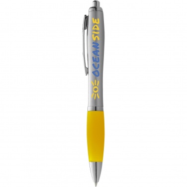 Logo trade promotional giveaways picture of: Nash ballpoint pen silver barrel and coloured grip