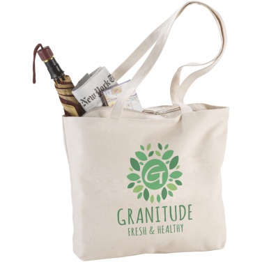 Logo trade advertising product photo of: Ningbo 320 g/m² zippered cotton tote bag 15L