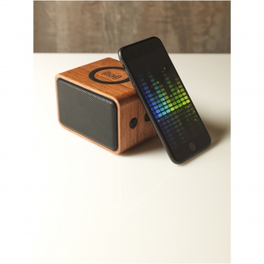 Logotrade promotional gift picture of: Wooden 3W speaker with wireless charging pad