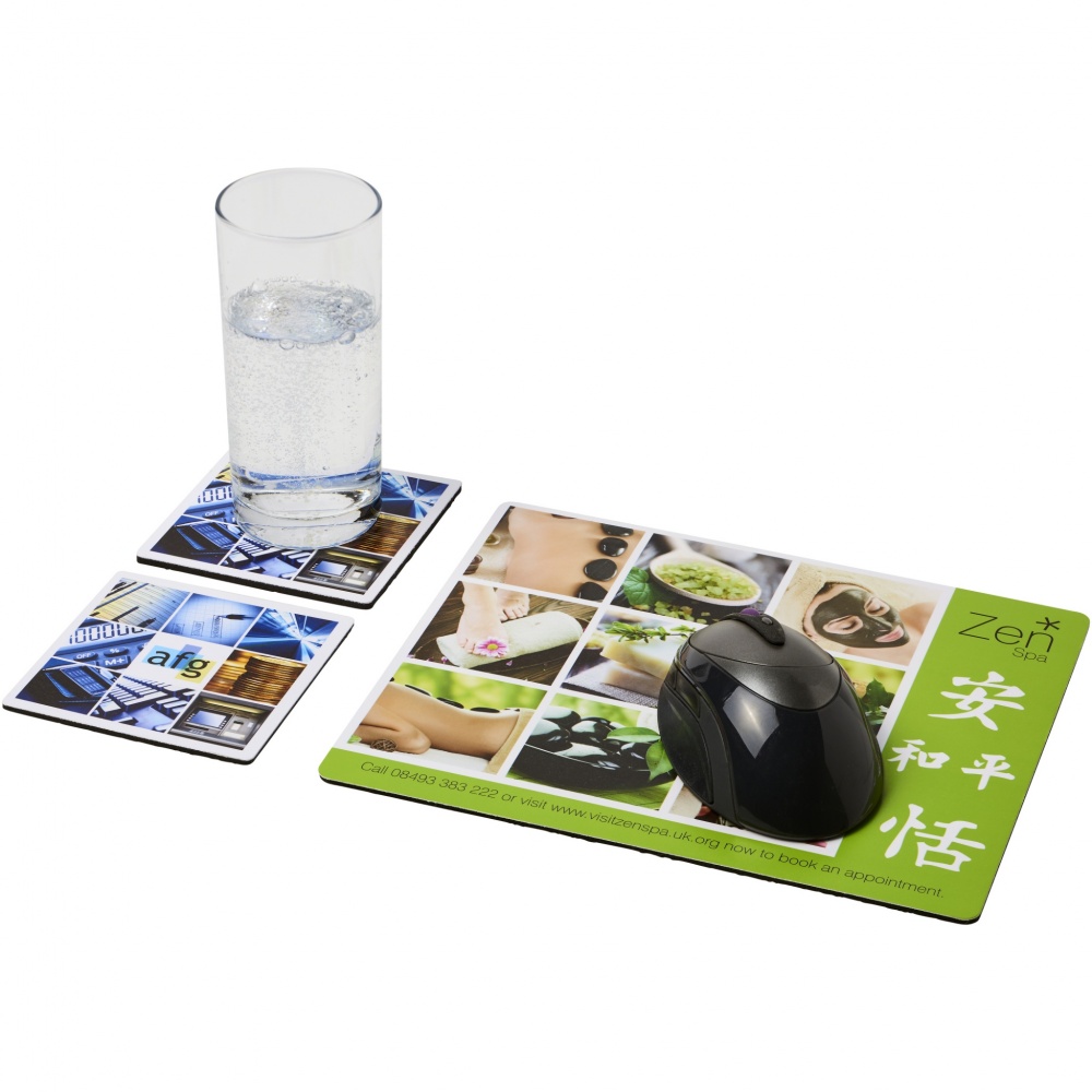 Logo trade promotional gifts image of: Q-Mat® mouse mat and coaster set combo 3