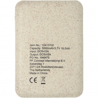 Logo trade promotional merchandise photo of: Asama 5000 mAh wheat straw power bank