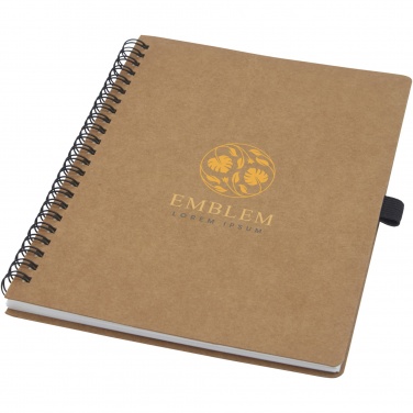 Logo trade business gift photo of: Cobble A5 wire-o recycled cardboard notebook with stone paper