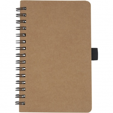 Logo trade promotional products picture of: Cobble A6 wire-o recycled cardboard notebook with stone paper