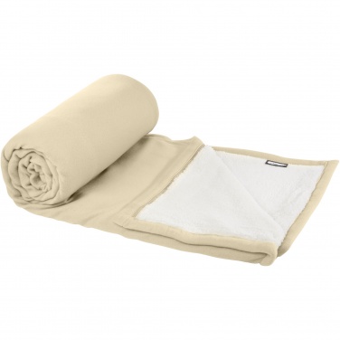Logo trade corporate gift photo of: Marigold GRS certified RPET polar fleece and sherpa blanket