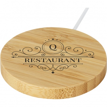 Logo trade corporate gifts picture of: Atra 10W bamboo magnetic wireless charging pad