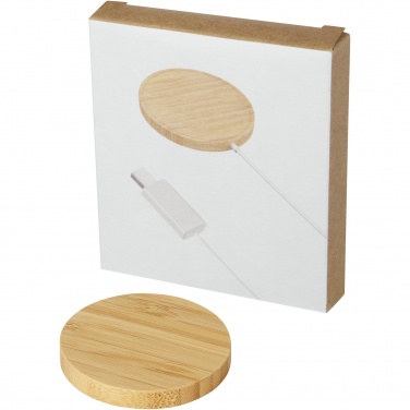Logo trade promotional items picture of: Atra 10W bamboo magnetic wireless charging pad