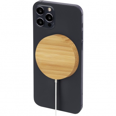 Logo trade business gift photo of: Atra 10W bamboo magnetic wireless charging pad