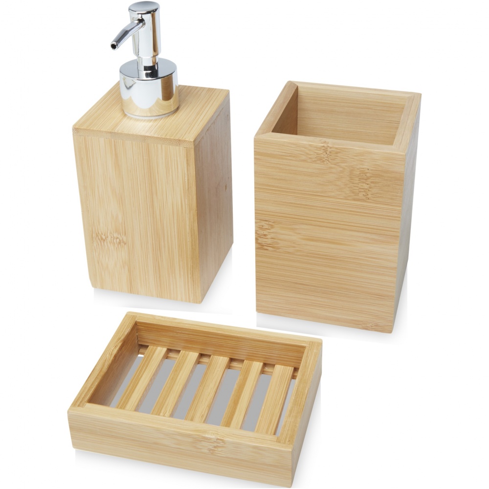 Logo trade promotional item photo of: Hedon 3-piece bamboo bathroom set
