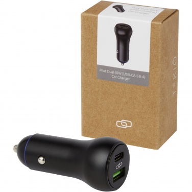 Logo trade business gifts image of: Pilot dual 55W USB-C/USB-A car charger