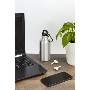 Logo trade promotional merchandise image of: Oregon 400 ml RCS certified recycled aluminium water bottle with carabiner