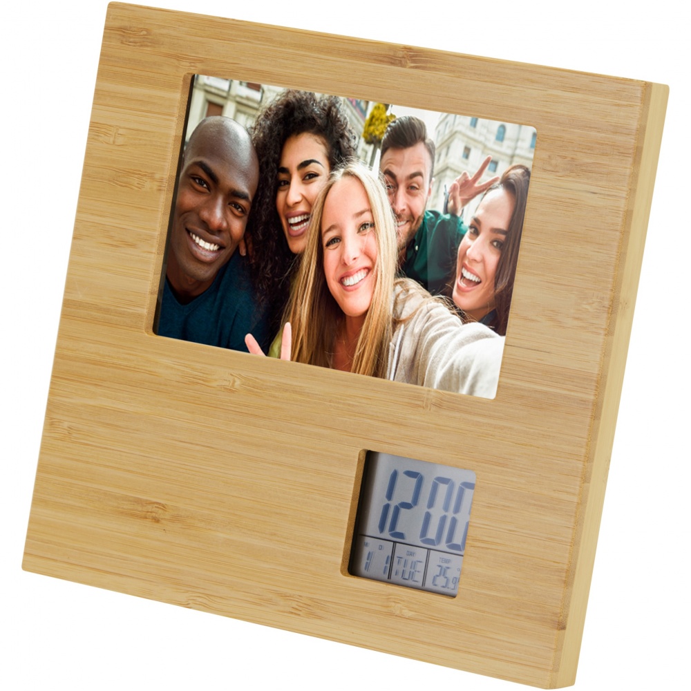 Logo trade advertising product photo of: Sasa bamboo photo frame with thermometer