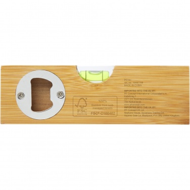 Logotrade corporate gift image of: Flush bamboo spirit level with bottle opener