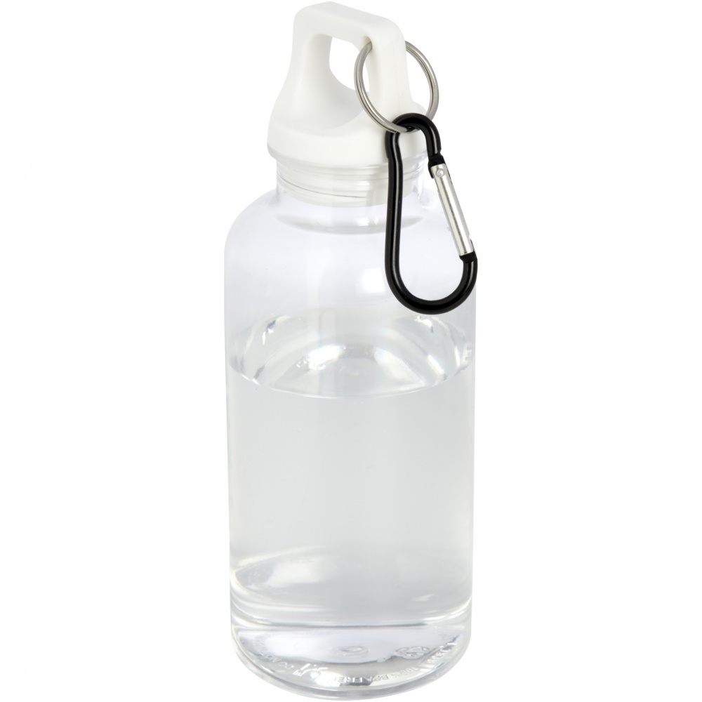 Logo trade advertising products image of: Oregon 400 ml RCS certified recycled plastic water bottle with carabiner