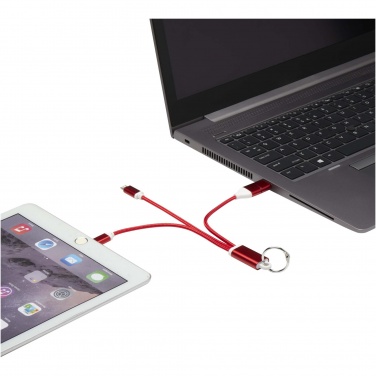 Logo trade corporate gift photo of: Metal 4-in-1 recycled aluminium charging cable with keychain