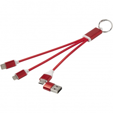 Logo trade corporate gift photo of: Metal 4-in-1 recycled aluminium charging cable with keychain