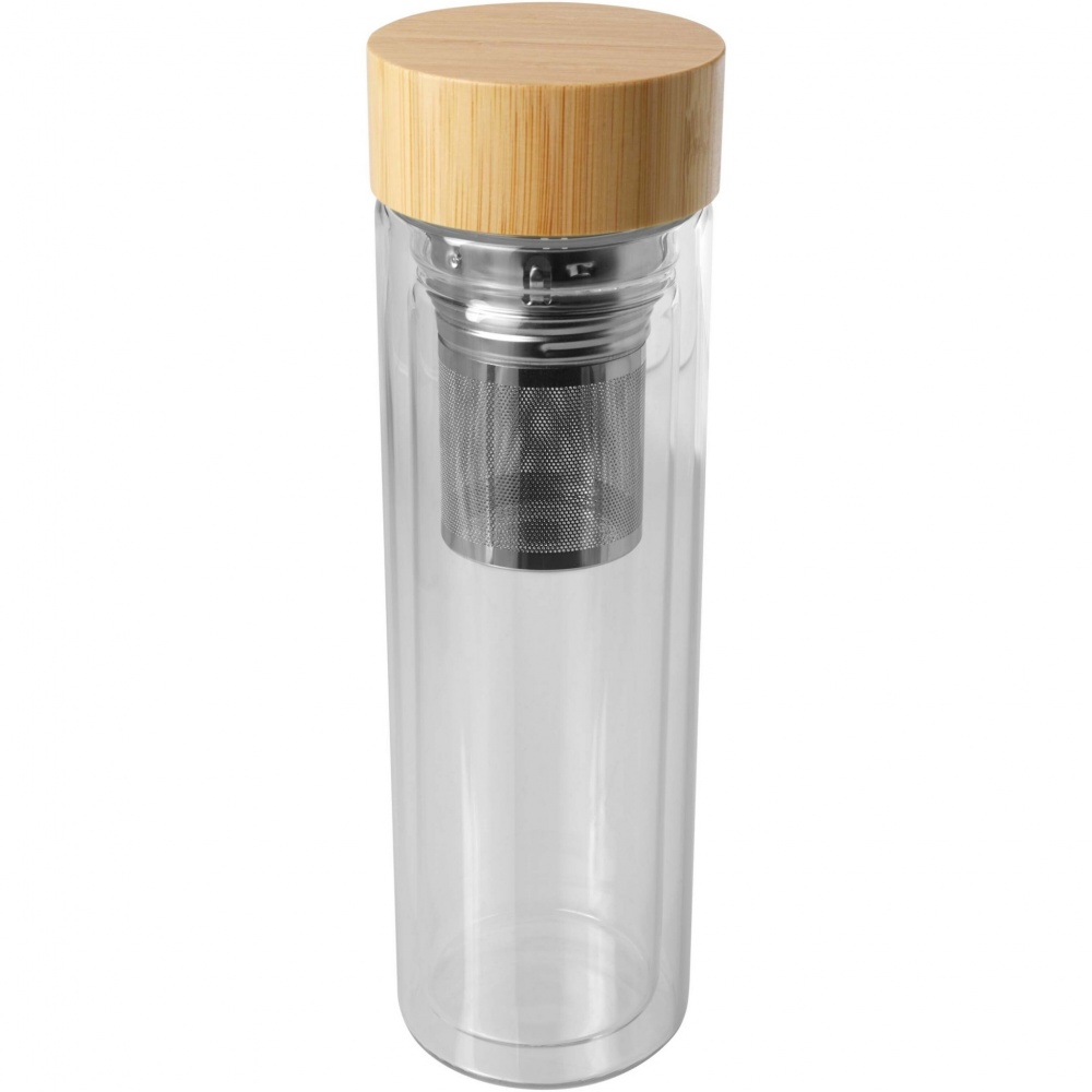 Logo trade promotional products picture of: Bailey 400 ml borsilicate glass infuser bottle with bamboo lid