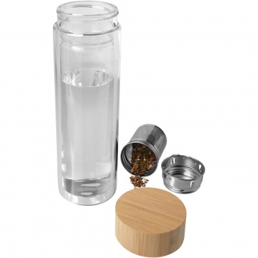 Logo trade promotional items picture of: Bailey 400 ml borsilicate glass infuser bottle with bamboo lid