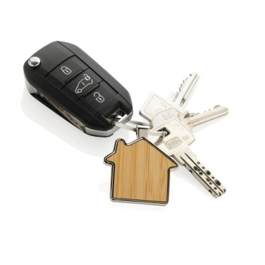 Logo trade promotional merchandise image of: RCS recycled zinc alloy house keychain with bamboo
