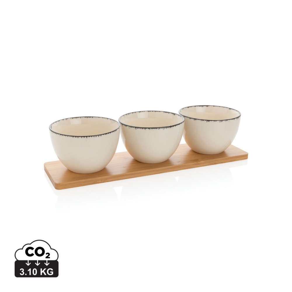 Logotrade promotional gift image of: Ukiyo 3pc serving bowl set with bamboo tray