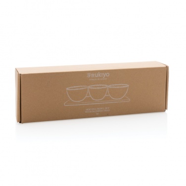 Logo trade corporate gifts image of: Ukiyo 3pc serving bowl set with bamboo tray