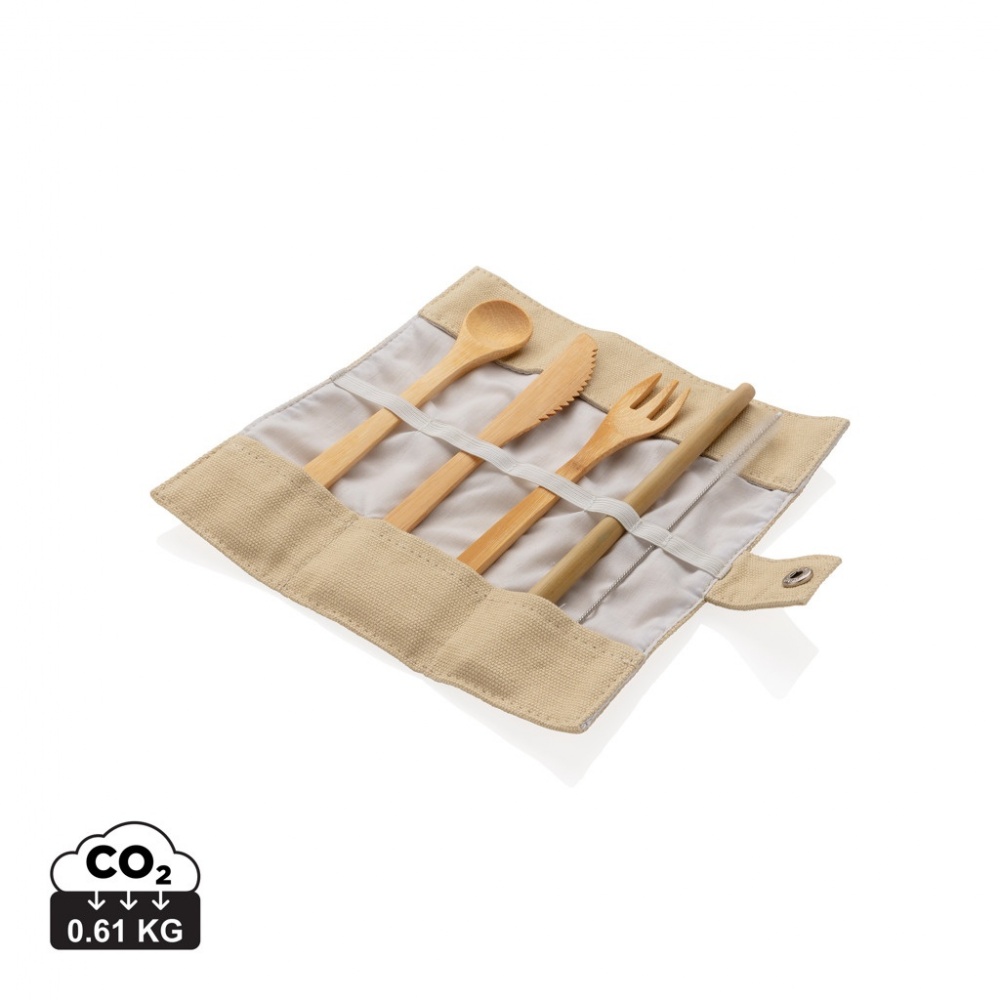 Logotrade promotional products photo of: Reusable bamboo travel cutlery set