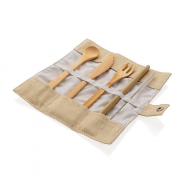 Logo trade promotional gifts picture of: Reusable bamboo travel cutlery set