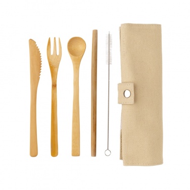 Logo trade promotional products picture of: Reusable bamboo travel cutlery set