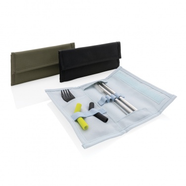 Logo trade promotional products picture of: Tierra 2pcs straw and cutlery set in pouch