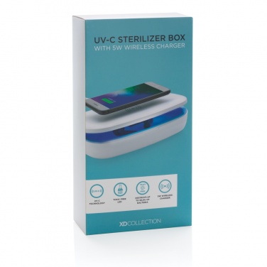 Logo trade promotional items image of: UV-C steriliser box with 5W wireless charger