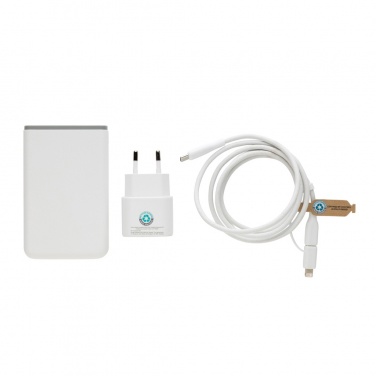 Logo trade promotional gift photo of: Surge RCS recyled PET 20W type C 3 pcs charging set