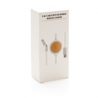 Logotrade promotional merchandise photo of: 3-in-1 cable with 5W bamboo wireless charger