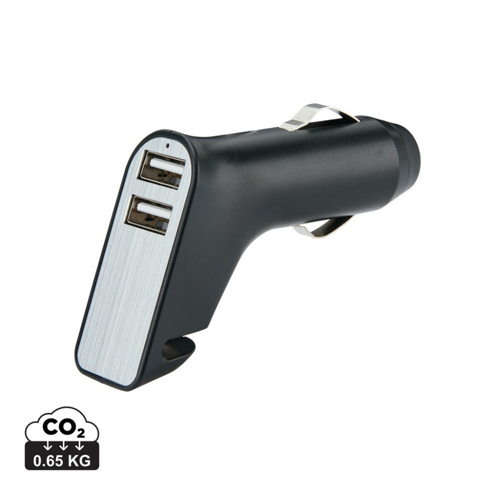 Logotrade business gift image of: Dual port car charger with belt cutter and hammer