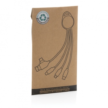 Logotrade promotional products photo of: RCS recycled plastic Ontario 6-in-1 round cable