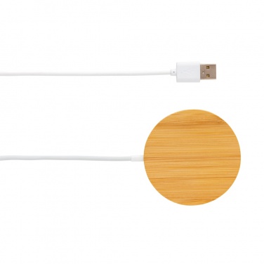 Logo trade promotional gifts picture of: 10W bamboo magnetic wireless charger