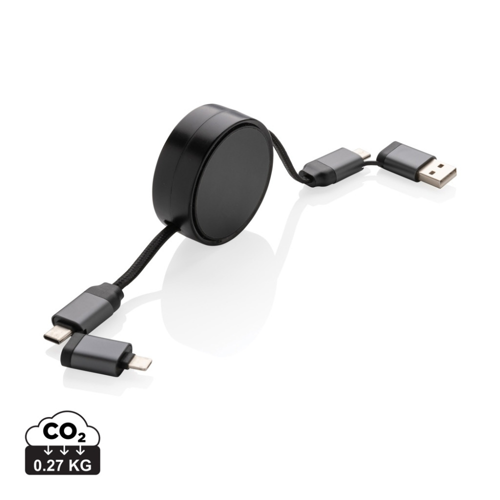 Logo trade promotional products picture of: Terra RCS recycled aluminium retractable 6 in 1 cable