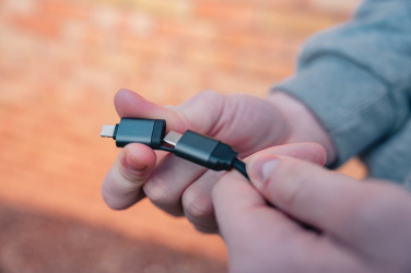 Logo trade business gifts image of: Terra RCS recycled aluminium retractable 6 in 1 cable