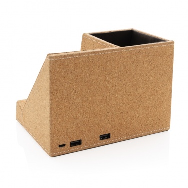 Logo trade promotional items picture of: Cork pen holder and 5W wireless charger