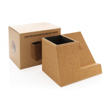 Logotrade promotional merchandise photo of: Cork pen holder and 5W wireless charger