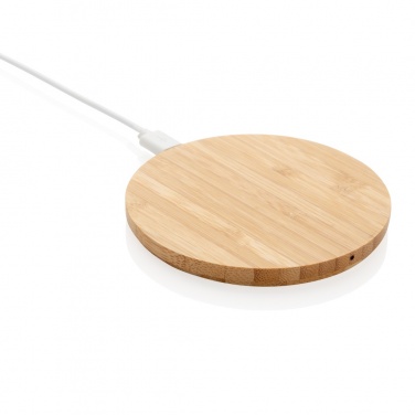 Logo trade promotional merchandise picture of: Bamboo 5W round wireless charger
