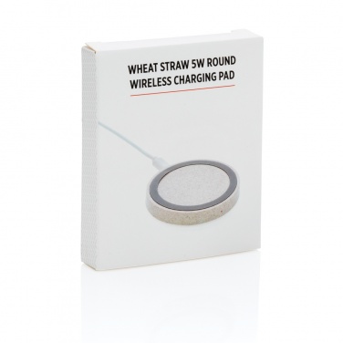 Logo trade promotional gift photo of: Wheat Straw 5W round wireless charging pad