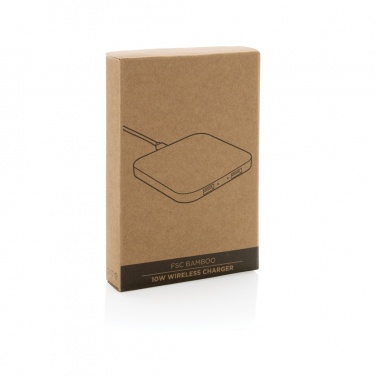 Logo trade advertising product photo of: Bamboo 10W wireless charger with USB